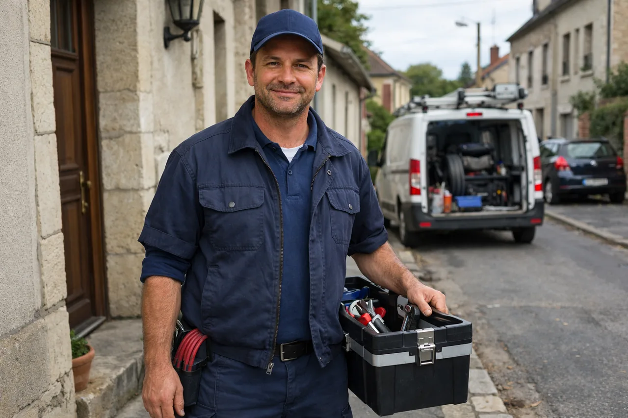 Intervention plombier à Beaumont-sur-Oise : artisan au travail